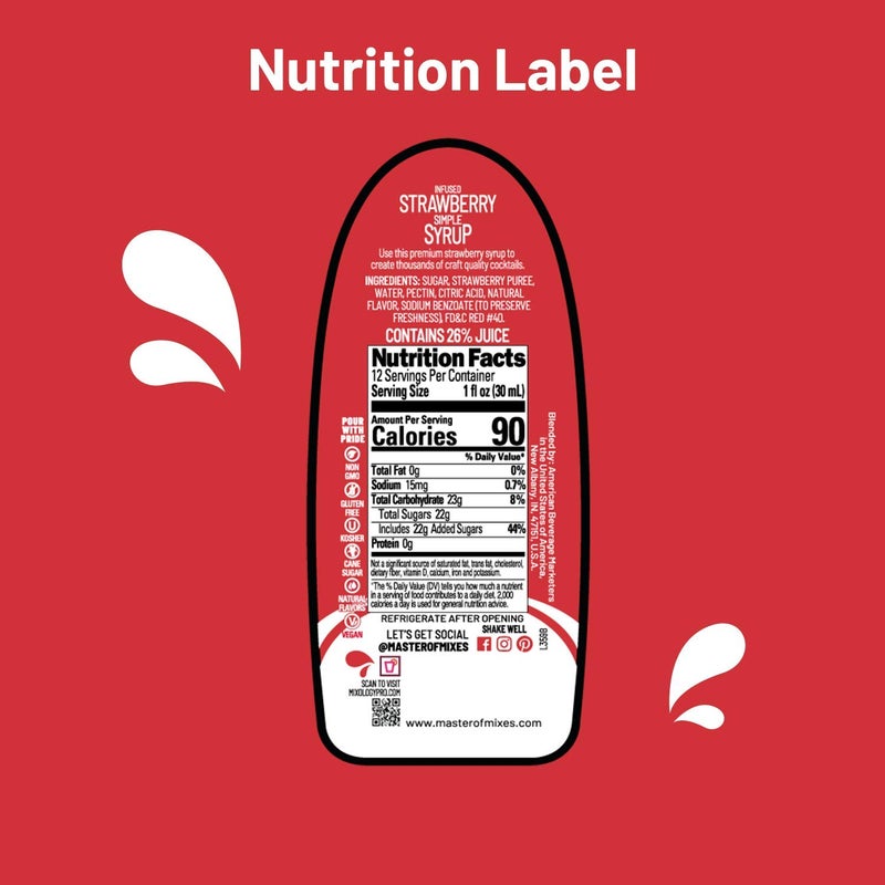 Master of Mixes Cocktail Essentials Infused Strawberry Syrup, 375 ML Bottle (12.7 Fl Oz) - Image 2